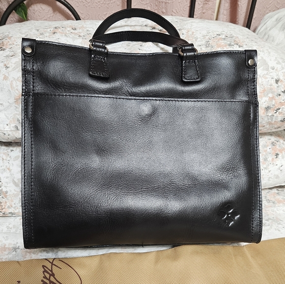 Patricia Nash Rose Tooled Black Leather Tote - Picture 3 of 8